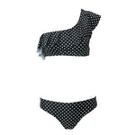 Load image into Gallery viewer, One Shoulder Bikini Tanga 2020 Two Piece Seperate Swimwear Swimsuit Women Dot Print Ruffle Bikini Set Bandeau Swim Suit