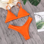 Load image into Gallery viewer, Brand Women Solid Bikini Set Sexy Bikinis Low Waist Swimwear Bathing Suit Summer Retro Swimsuit Female Yellow Beach Wear Biquini