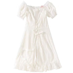 Load image into Gallery viewer, 2018 Summer Dress bella hadid white Beach dress Slash Neck Ruffles Lace elegant Dresses off Shoulder A line Party dress boho