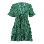Load image into Gallery viewer, 2020 Fashion Women Polka Dot Boho Ruffle Mini Dress Knot V-Neck Party Summer Beach Holiday Dresses Women Vestidos
