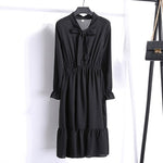 Load image into Gallery viewer, Plus Size 2020 Women Autumn Dresses Bohemian Long Sleeve Chiffon Shirt  Dress White Bow Floral Boho Club Party Dress Winter 3XL
