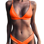 Load image into Gallery viewer, Brand Women Solid Bikini Set Sexy Bikinis Low Waist Swimwear Bathing Suit Summer Retro Swimsuit Female Yellow Beach Wear Biquini
