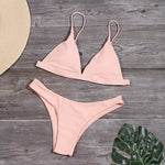 Load image into Gallery viewer, Brand Women Solid Bikini Set Sexy Bikinis Low Waist Swimwear Bathing Suit Summer Retro Swimsuit Female Yellow Beach Wear Biquini
