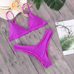 Load image into Gallery viewer, Brand Women Solid Bikini Set Sexy Bikinis Low Waist Swimwear Bathing Suit Summer Retro Swimsuit Female Yellow Beach Wear Biquini
