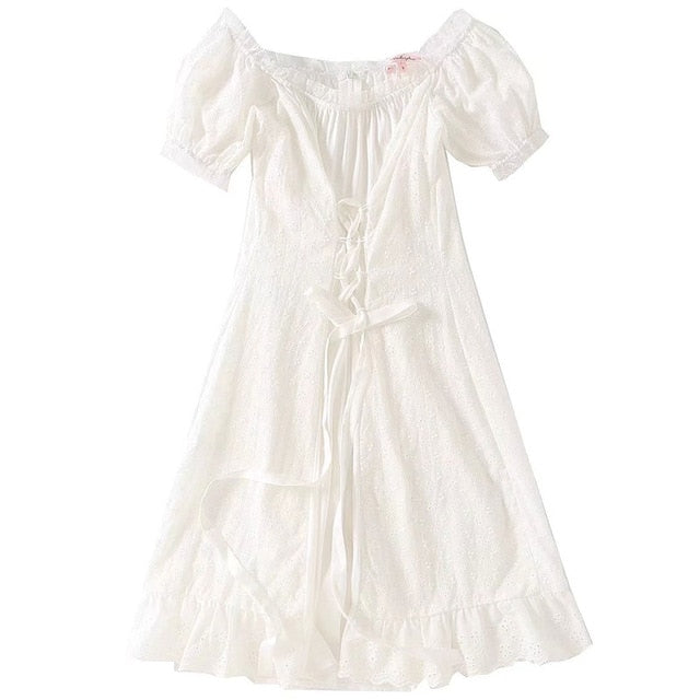 2018 Summer Dress bella hadid white Beach dress Slash Neck Ruffles Lace elegant Dresses off Shoulder A line Party dress boho